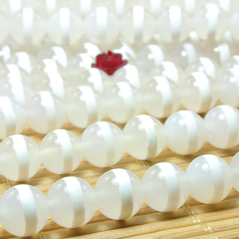 White Agate oneline Tibetan Agate smooth round beads wholesale loose gemstone for jewelry making diy