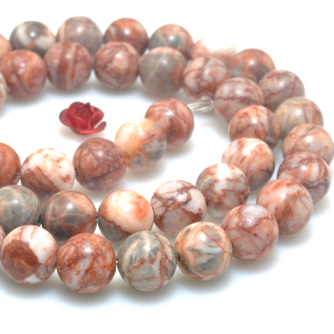 Natural Red Spider Web banded Jasper Smooth round beads wholesale marble gemstone for jewelry making