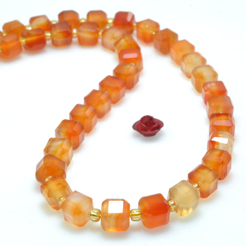Natural Rainbow Agate orange red faceted cube beads wholesale loose gemstone for jewelry making DIY