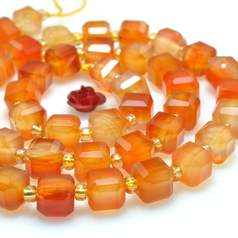 Natural Rainbow Agate orange red faceted cube beads wholesale loose gemstone for jewelry making DIY