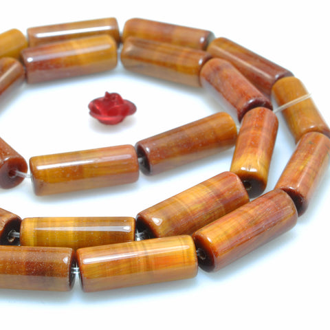 Natural Yellow Tiger Eye smooth tube loose beads wholesale gemstone for jewelry making DIY