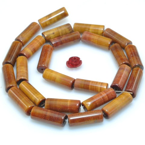 Natural Yellow Tiger Eye smooth tube loose beads wholesale gemstone for jewelry making DIY