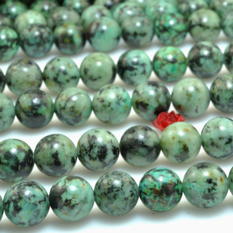 Natural African Turquoise smooth round loose beads wholesale green turquoise gemstone for jewelry making DIY