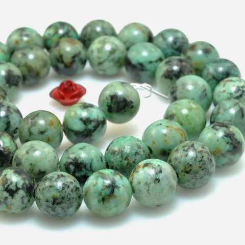 Natural African Turquoise smooth round loose beads wholesale green turquoise gemstone for jewelry making DIY