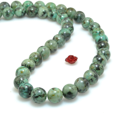 Natural African Turquoise smooth round loose beads wholesale green turquoise gemstone for jewelry making DIY