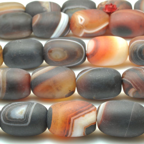 Rainbow Banded Agate matte barrel drum beads gemstone wholesale for jewelry making supplies