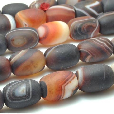 Rainbow Banded Agate matte barrel drum beads gemstone wholesale for jewelry making supplies
