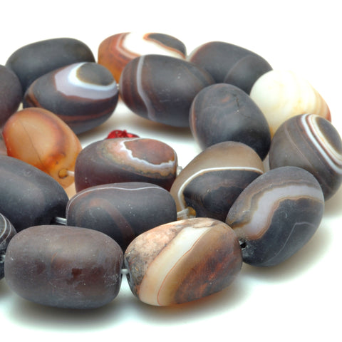 Rainbow Banded Agate matte barrel drum beads gemstone wholesale for jewelry making supplies