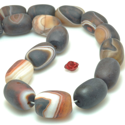 Rainbow Banded Agate matte barrel drum beads gemstone wholesale for jewelry making supplies