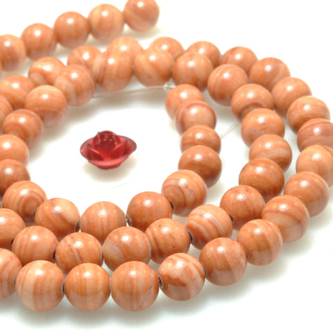 Natural Red Malachite Stripe Jasper smooth round beads wholesale gemstone for jewelry making DIY