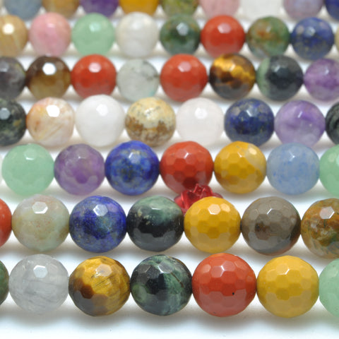 YesBeads Natural mix gemstones faceted round beads multicolor stone wholesale jewelry making DIY