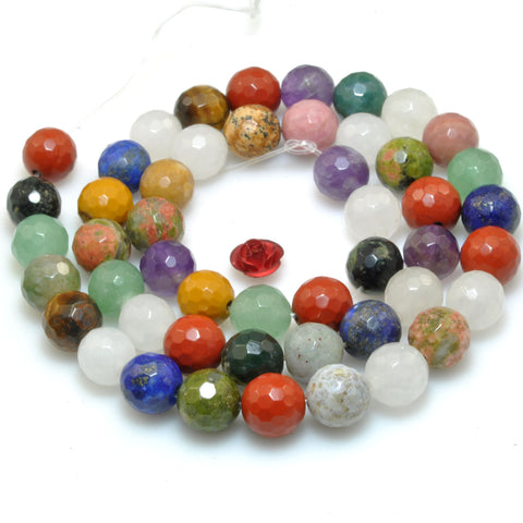 YesBeads Natural mix gemstones faceted round beads multicolor stone wholesale jewelry making DIY