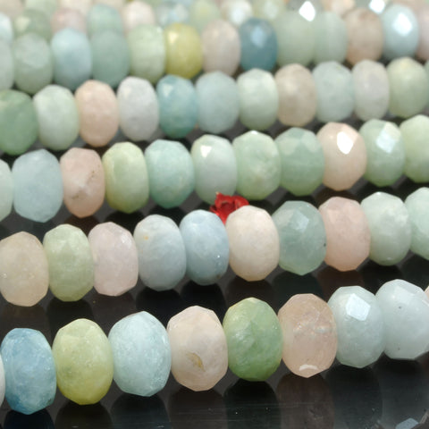 Natural Morganite Multicolor gemsotne faceted rondelle beads wholesale semi preciouse stone for jewelry making DIY
