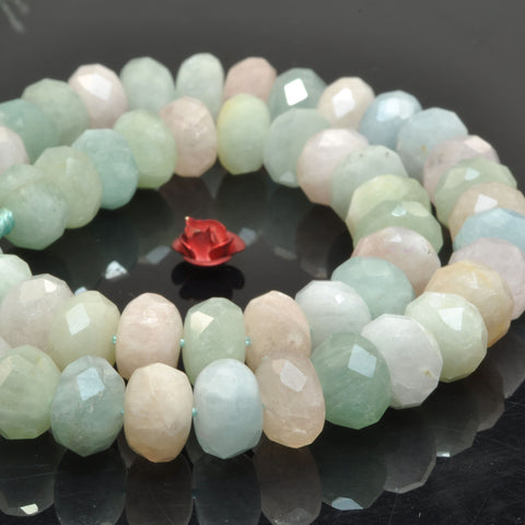 Natural Morganite Multicolor gemsotne faceted rondelle beads wholesale semi preciouse stone for jewelry making DIY
