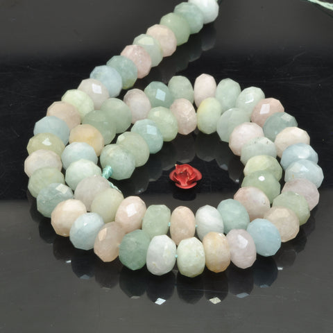 Natural Morganite Multicolor gemsotne faceted rondelle beads wholesale semi preciouse stone for jewelry making DIY