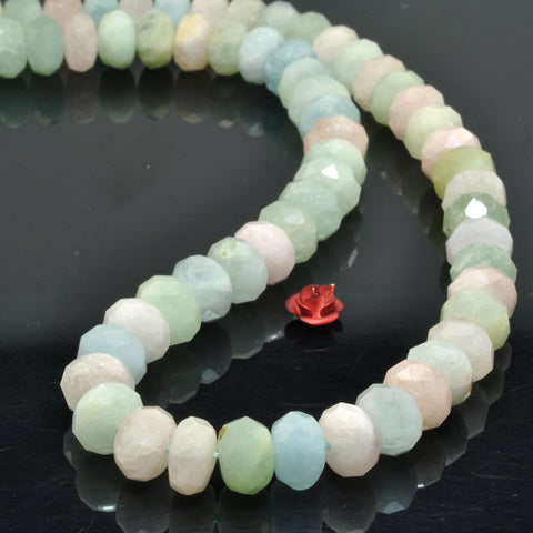 Natural Morganite Multicolor gemsotne faceted rondelle beads wholesale semi preciouse stone for jewelry making DIY