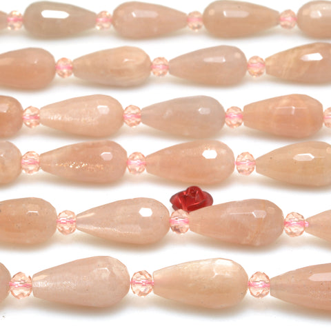 Natural Sunstone faceted teardrop loose beads wholesale gemstone semi precious stone for jewelry making DIY