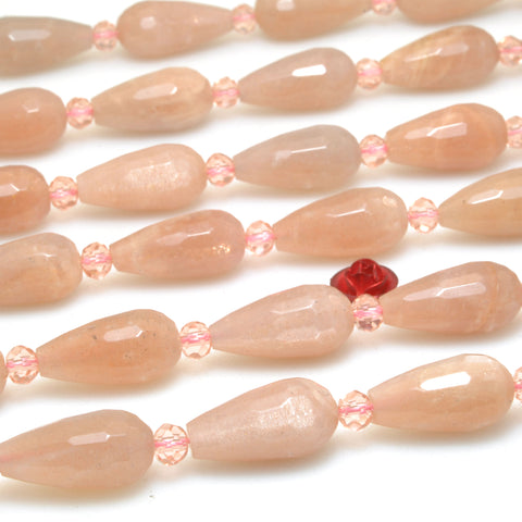 Natural Sunstone faceted teardrop loose beads wholesale gemstone semi precious stone for jewelry making DIY