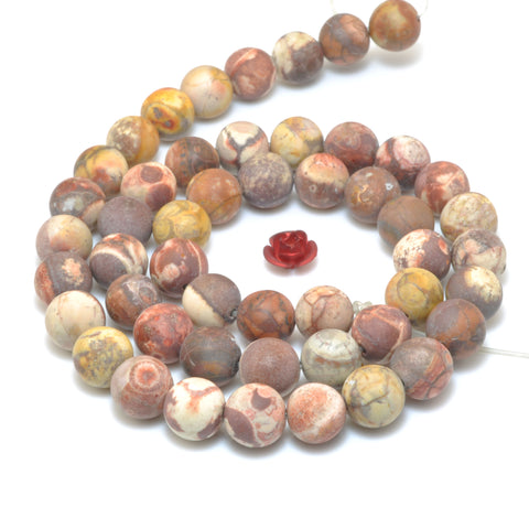 Natural Rhyolite matte round beads wholesale gemstone for jewelry making 8mm 10mm 15"