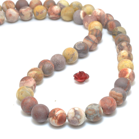 Natural Rhyolite matte round beads wholesale gemstone for jewelry making 8mm 10mm 15"