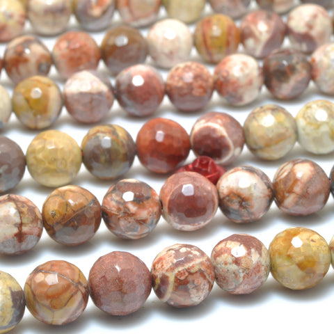 YesBeads Natural Rhyolite Birds Eye faceted round loose beads gemstone wholesale jewelry making 15"