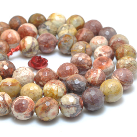 YesBeads Natural Rhyolite Birds Eye faceted round loose beads gemstone wholesale jewelry making 15"