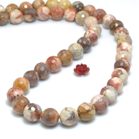 YesBeads Natural Rhyolite Birds Eye faceted round loose beads gemstone wholesale jewelry making 15"