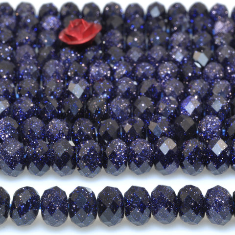Blue Sandstone faceted rondelle loose beads gemstone wholesale jewelry making bracelet necklace DIY