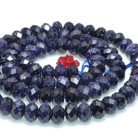 Blue Sandstone faceted rondelle loose beads gemstone wholesale jewelry making bracelet necklace DIY