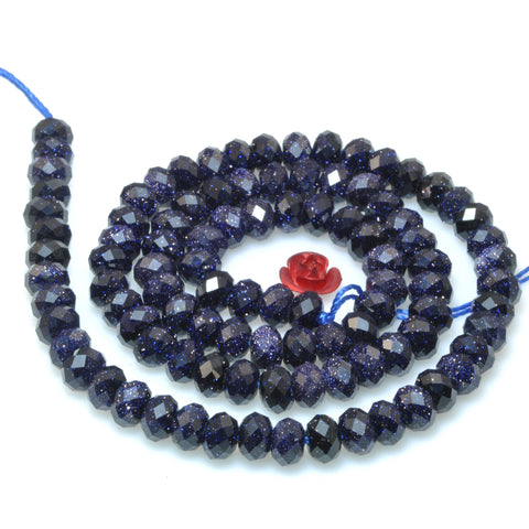 Blue Sandstone faceted rondelle loose beads gemstone wholesale jewelry making bracelet necklace DIY