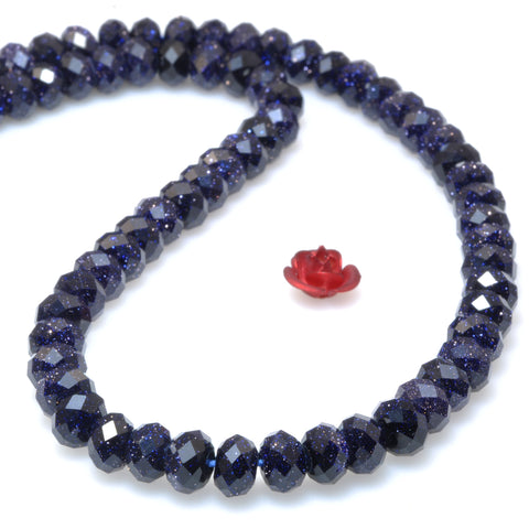 Blue Sandstone faceted rondelle loose beads gemstone wholesale jewelry making bracelet necklace DIY