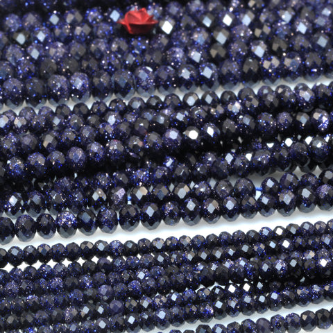 Blue Sandstone faceted rondelle loose beads gemstone wholesale jewelry making bracelet necklace DIY