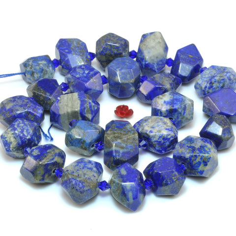 YesBeads natural Lapis Lazuli gemstone faceted nugget chunk beads wholesale 15"