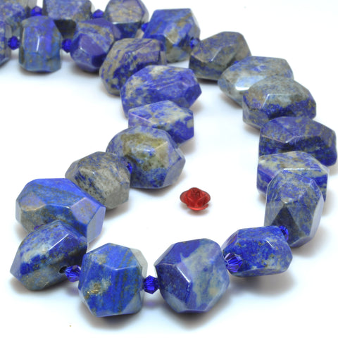 YesBeads natural Lapis Lazuli gemstone faceted nugget chunk beads wholesale 15"