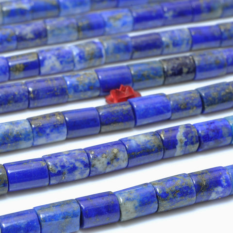 YesBeads natural Lapis Lazuli gemstone smooth tube beads wholesale 5x7mm 15"
