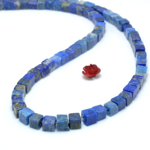 Natural Lapis Lazuli smooth square cube beads wholesale gemstone for jewelry making 4mm