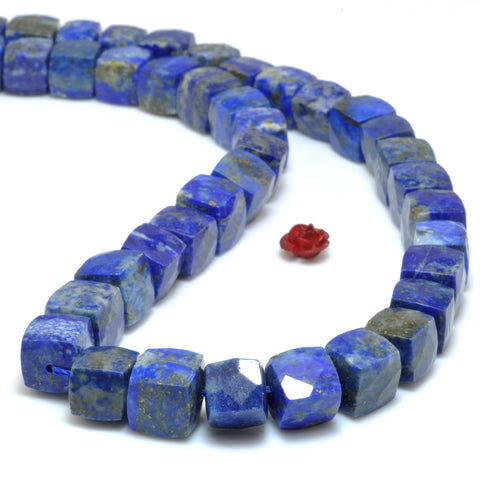 Natural Lapis Lazuli faceted cube loose beads gemstone wholesale for jewelry making bracelets necklaces DIY 8mm 15"
