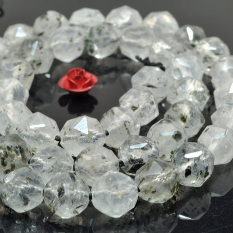 Natural Black Super Seven Crystal diamond faceted round beads loose gemstone wholesale for jewelry making bracelet DIY