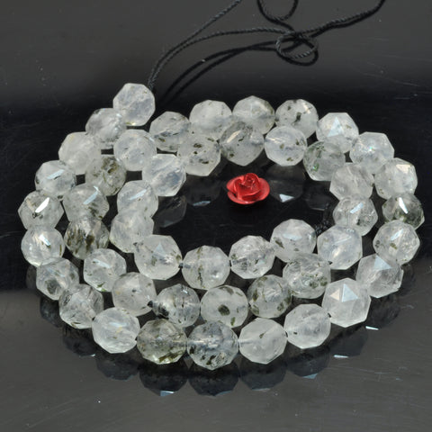 Natural Black Super Seven Crystal diamond faceted round beads loose gemstone wholesale for jewelry making bracelet DIY