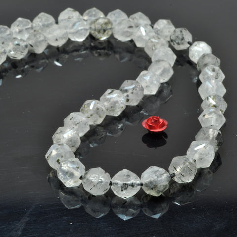 Natural Black Super Seven Crystal diamond faceted round beads loose gemstone wholesale for jewelry making bracelet DIY