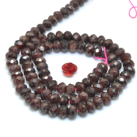Natural Red Garnet faceted rondelle loose beads whoelsale gemstone for jewelry making bracelet necklace diy