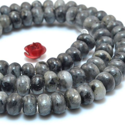 Natural Black Labradorite smooth rondelle beads larvikite stone wholesale gemstone for jewelry making bracelet necklace