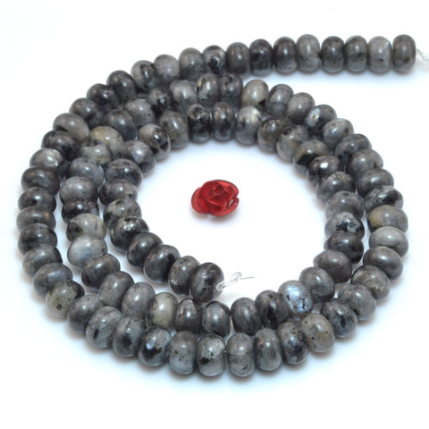 Natural Black Labradorite smooth rondelle beads larvikite stone wholesale gemstone for jewelry making bracelet necklace