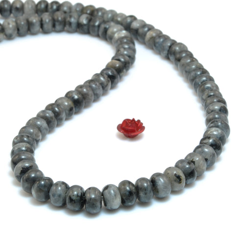 Natural Black Labradorite smooth rondelle beads larvikite stone wholesale gemstone for jewelry making bracelet necklace