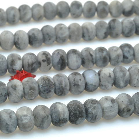 Natural Black Labradorite matte rondelle beads larvikite stone wholesale gemstone for jewelry making bracelet necklace