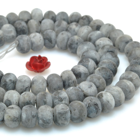 Natural Black Labradorite matte rondelle beads larvikite stone wholesale gemstone for jewelry making bracelet necklace