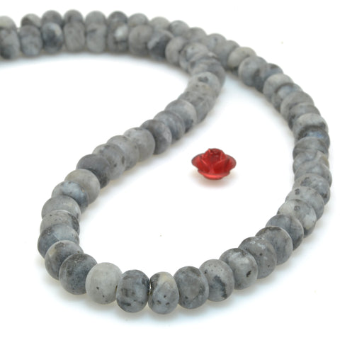 Natural Black Labradorite matte rondelle beads larvikite stone wholesale gemstone for jewelry making bracelet necklace