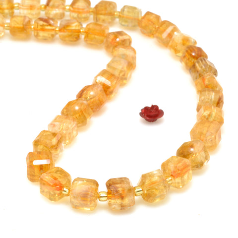 Natural Golden Citrine crystal faceted cube loose beads wholesale gemstone semi precious stone for jewelry making DIY bracelet