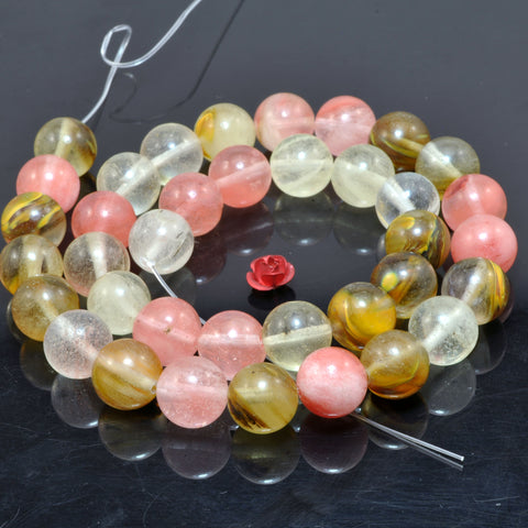 Cherry Quartz smooth round loose beads wholesale gemstone semi precious stone for jewelry making