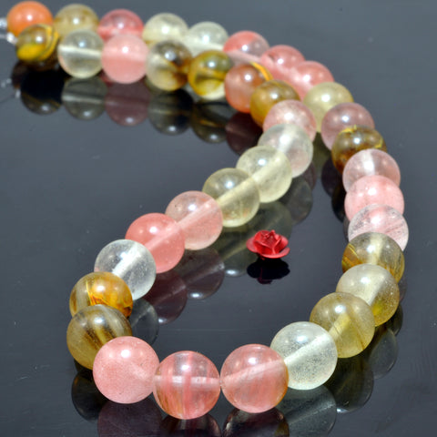 Cherry Quartz smooth round loose beads wholesale gemstone semi precious stone for jewelry making